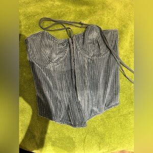 Blue Patterned Corset Top from Urban Outfitters size M